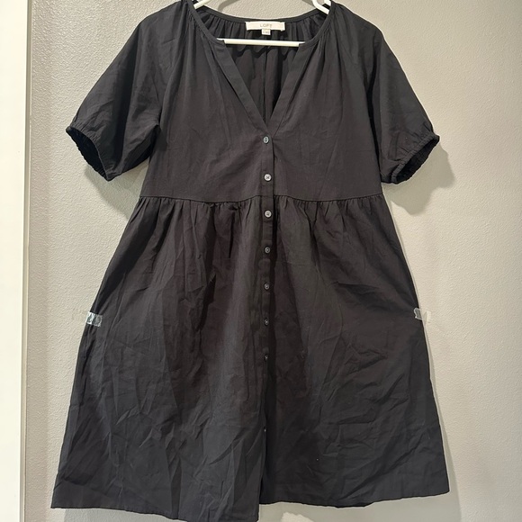 LOFT Elegant Black Button-Down Dress Size S - Picture 1 of 6